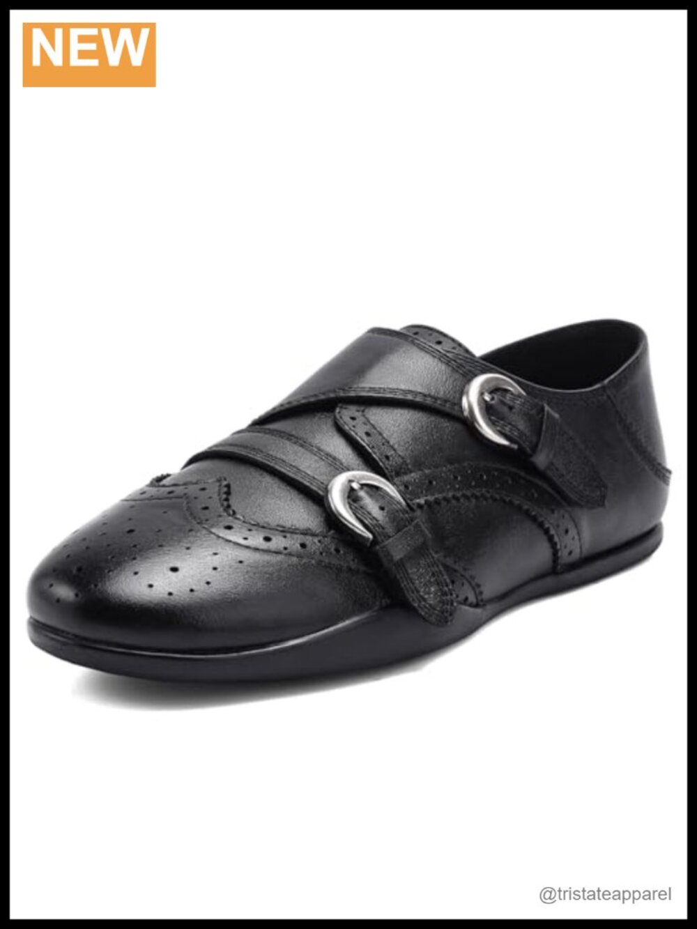Brogue Monk Strap Oxfords Genuine Leather Flats Comfortable Casual Business